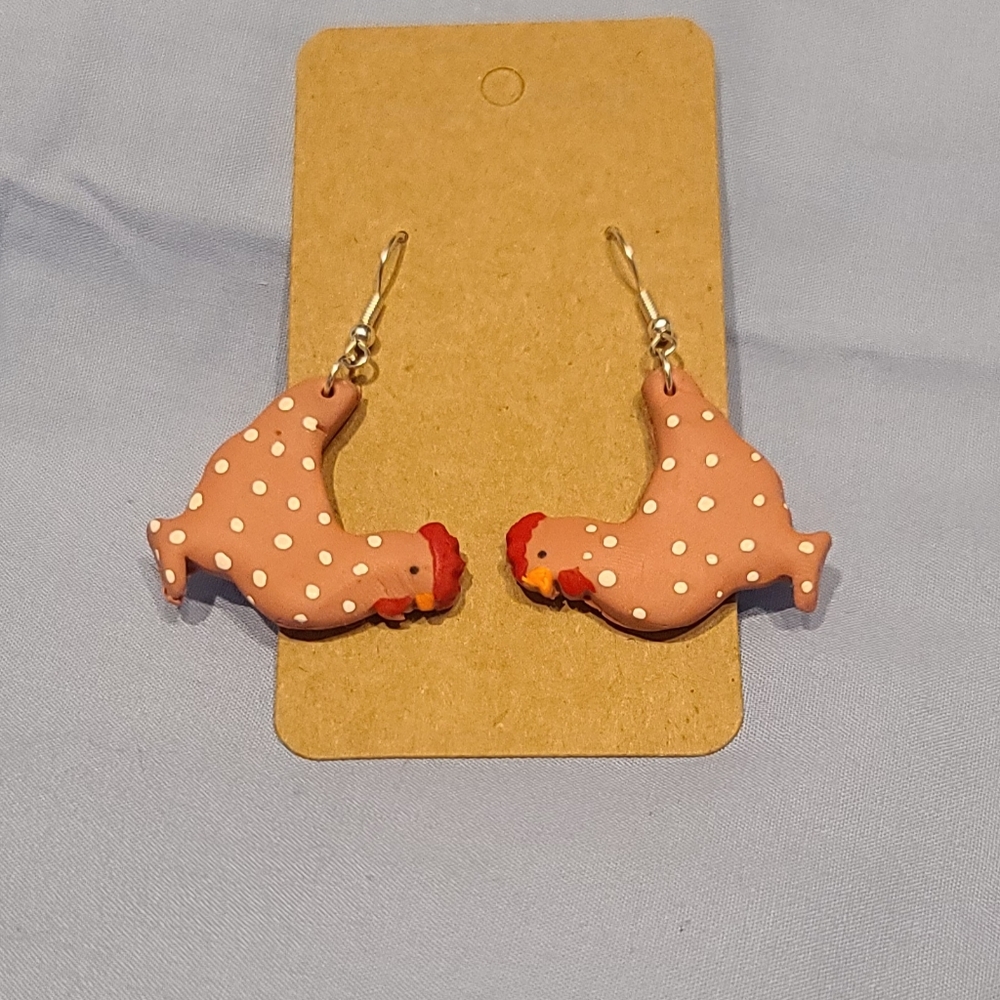 Clay Chicken Earrings
